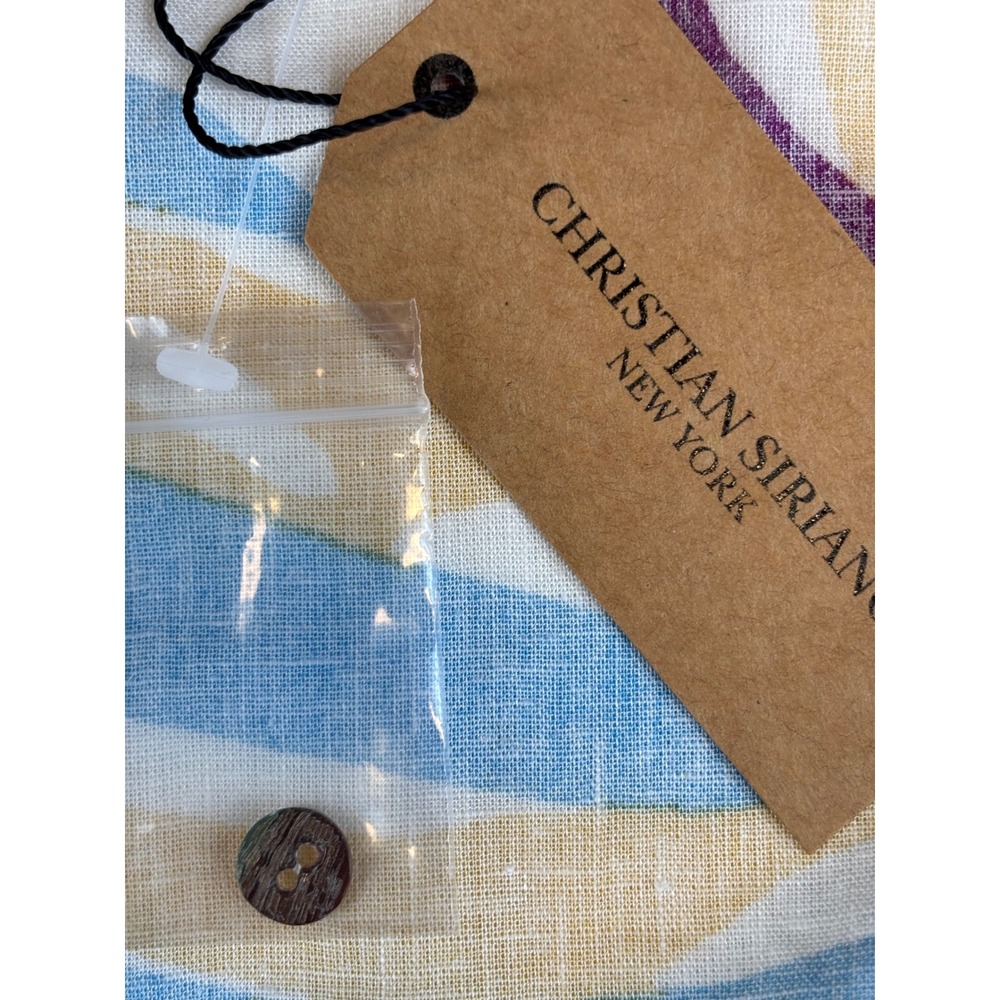Christian Siriano New York XL Linen Blend Floral Print Tie-Front Button Down New - Picture 6 of 9